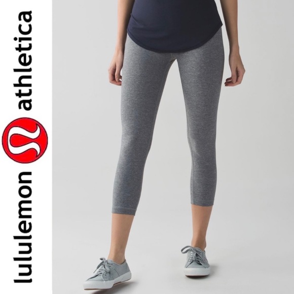 Lululemon Wunder Under Crop II Heathered Slate Pants Leggings Tights Yoga 6 - Picture 2 of 12